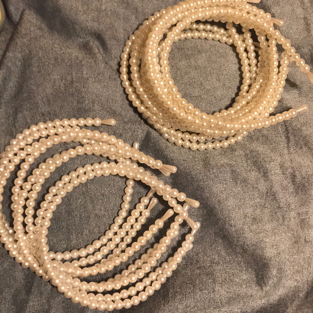 White and ivory pearl beaded headband lot wedding